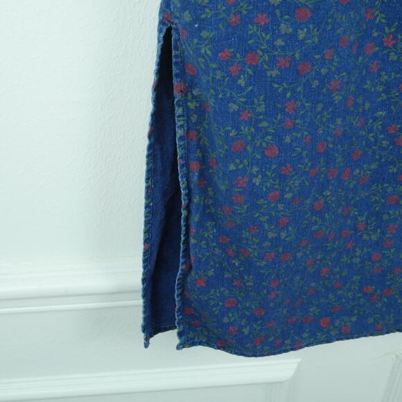 Vintage M L Top Skirt Set Linen Blend 90s Cottagecore Midi Floral Prairie Modest - Picture 7 of 11